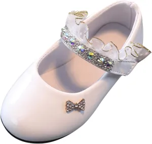 Girls Mary Jane Flats Toddler Girls Glitter Dress Wedding Ballet Shoes Patent Leather Shoes for Kids Dress up Shoes