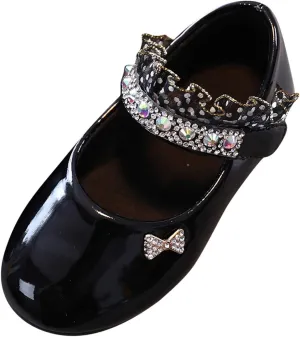 Girls Mary Jane Flats Toddler Girls Glitter Dress Wedding Ballet Shoes Patent Leather Shoes for Kids Dress up Shoes