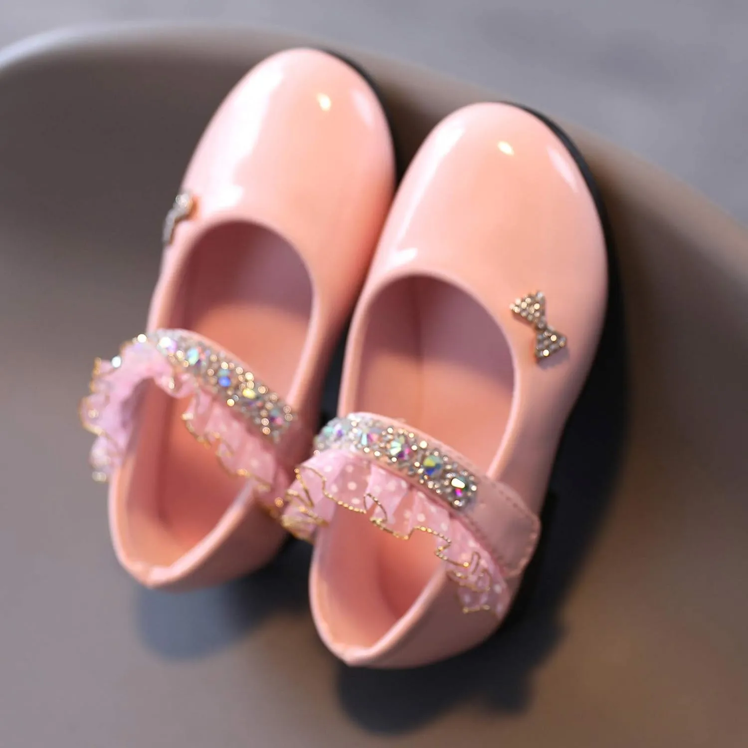 Girls Mary Jane Flats Toddler Girls Glitter Dress Wedding Ballet Shoes Patent Leather Shoes for Kids Dress up Shoes