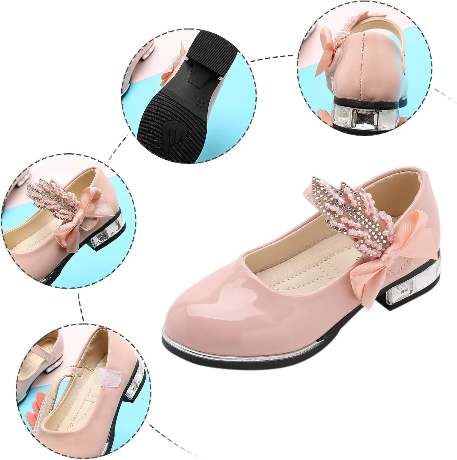 Girls Mary Jane Shoes Dress Shoes Flower Girl School Shoes Pump Patent Leather Shoes Low Heel Girls Dress up Shoes