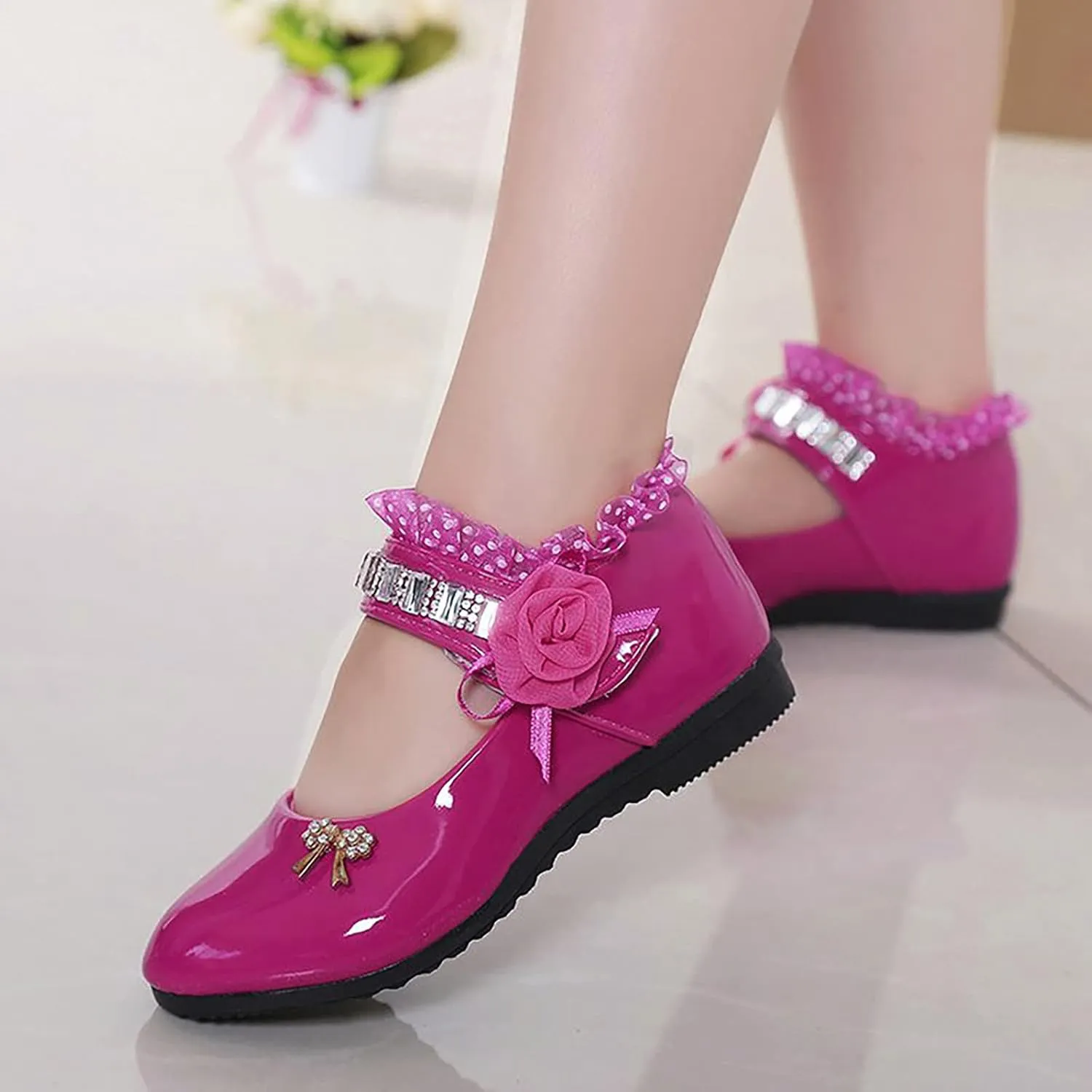 Girls Patent Leather Dress Shoes Little Girls School Uniform Mary Jane Flats Low Heels for Party Kids Dress Shoes