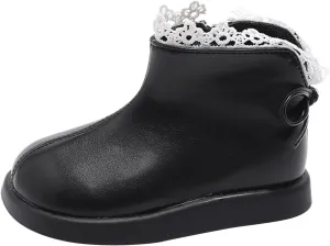 Girls Riding Boots Girls Spring Autumn Winter Fashion Lace Side Zipper Ankle Boots Water Proof PU Leather Fall Boots