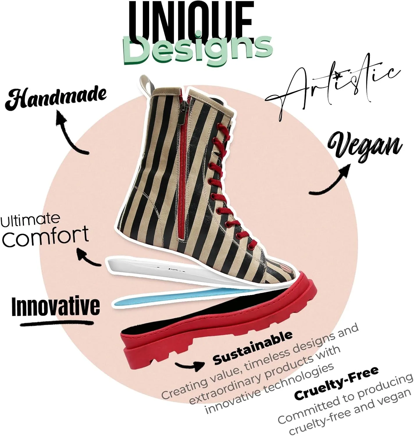 Gisele Boots for Women - Handmade and Vegan Leather Mid Calf Boots for Women,