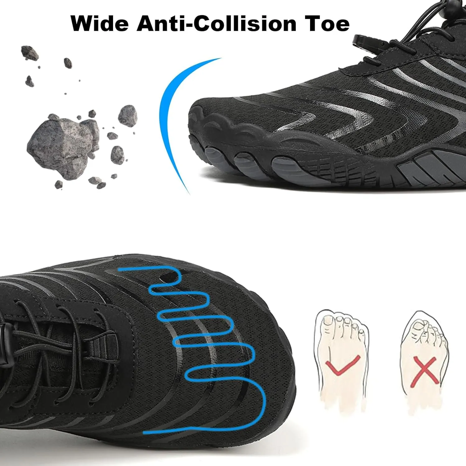 Hike Barefoot Shoes for Women Men, Non Slip Healthy Grounded Footwear, Breathable Trail Running Shoes, Minimalist Wide Toe Box Zero Drop Cross Trainer Sneakers, Unisex Outdoor Footwear