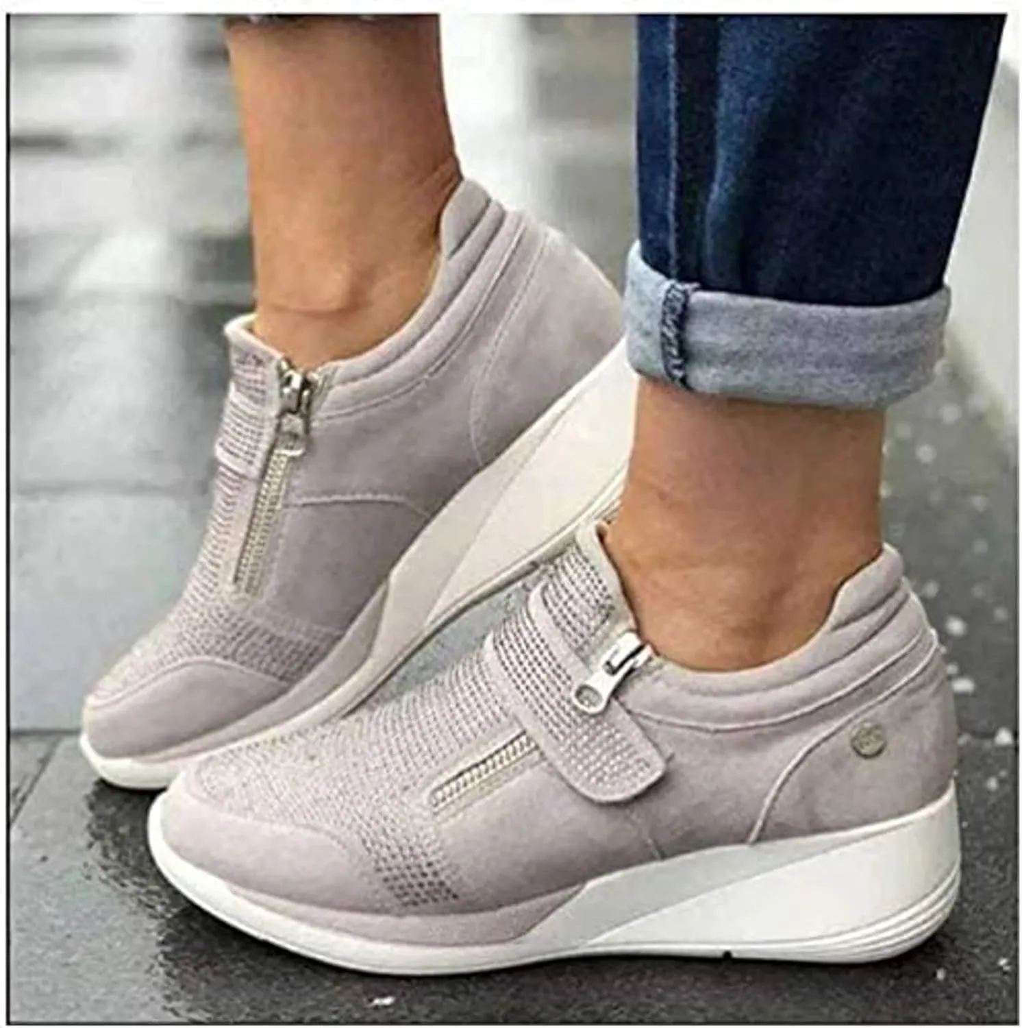 HINDOLA Women's Rhinestone Sneakers Arch Support Walking Fashion Casual Glitter Bling Shoes Wide Width Walking Shoes