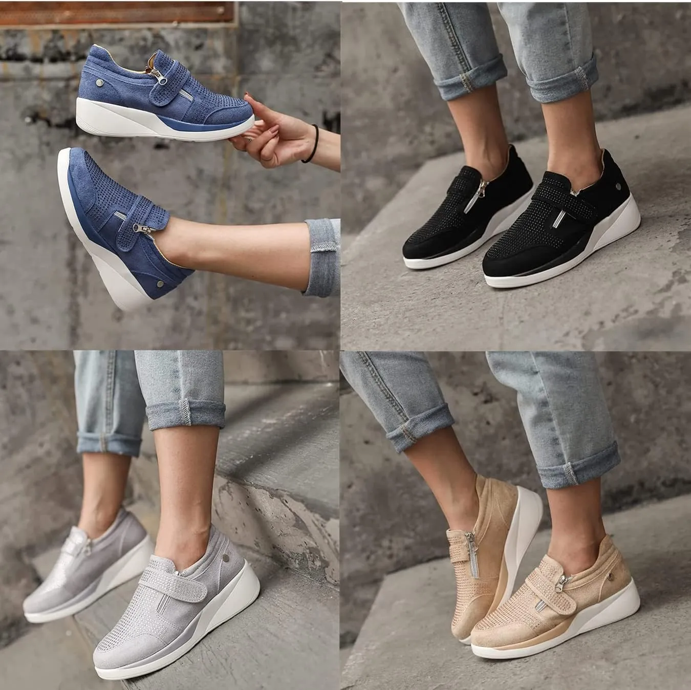 HINDOLA Women's Rhinestone Sneakers Arch Support Walking Fashion Casual Glitter Bling Shoes Wide Width Walking Shoes