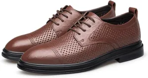 Hollow Breathable Formal Oxfords Shoes British Style Lace Up Business Casual Shoes Vintage Elegant Patent Leather Shoes for Men