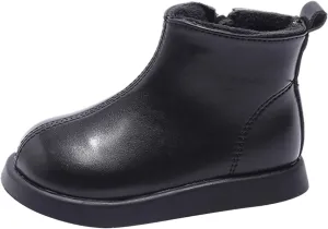 Infant Boots Girls Boys Spring Autumn Winter Baby Shoes Round Toe Ankle Boots Fashion Side Zipper Leather Comfort Shoes