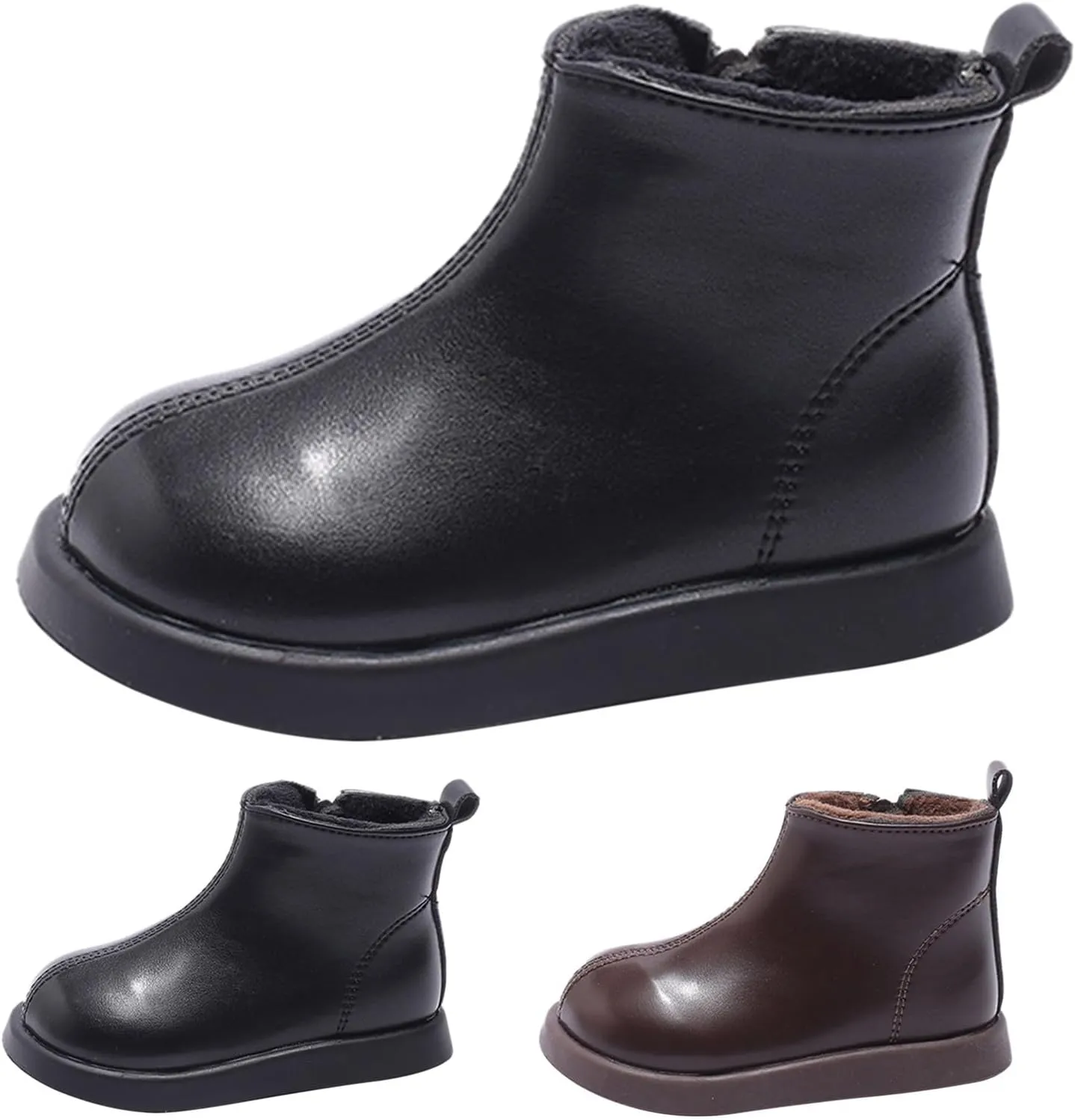 Infant Boots Girls Boys Spring Autumn Winter Baby Shoes Round Toe Ankle Boots Fashion Side Zipper Leather Comfort Shoes