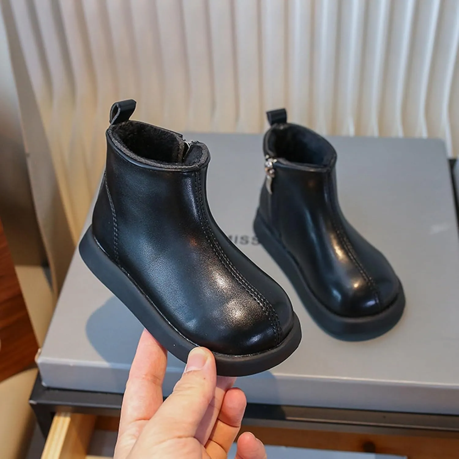 Infant Boots Girls Boys Spring Autumn Winter Baby Shoes Round Toe Ankle Boots Fashion Side Zipper Leather Comfort Shoes