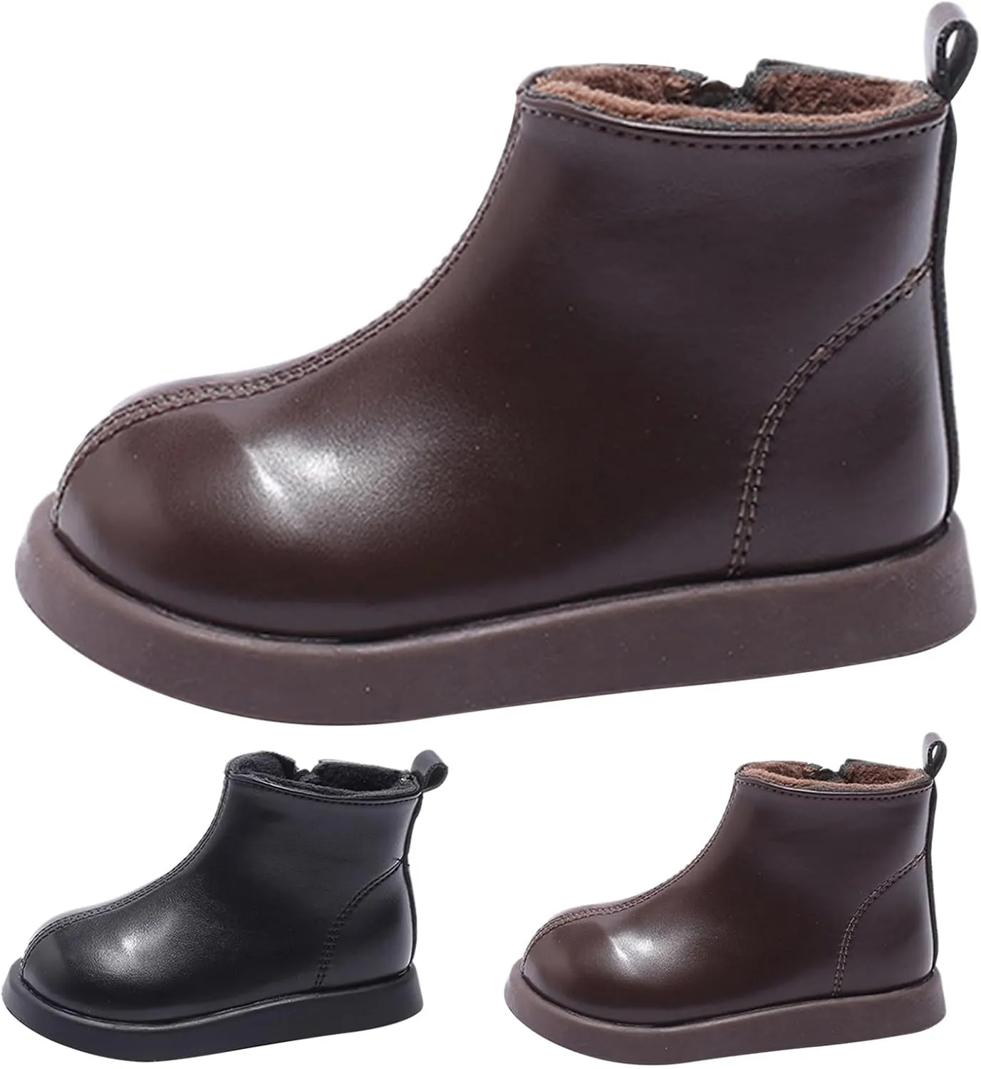 Infant Boots Girls Boys Spring Autumn Winter Baby Shoes Round Toe Ankle Boots Fashion Side Zipper Leather Comfort Shoes