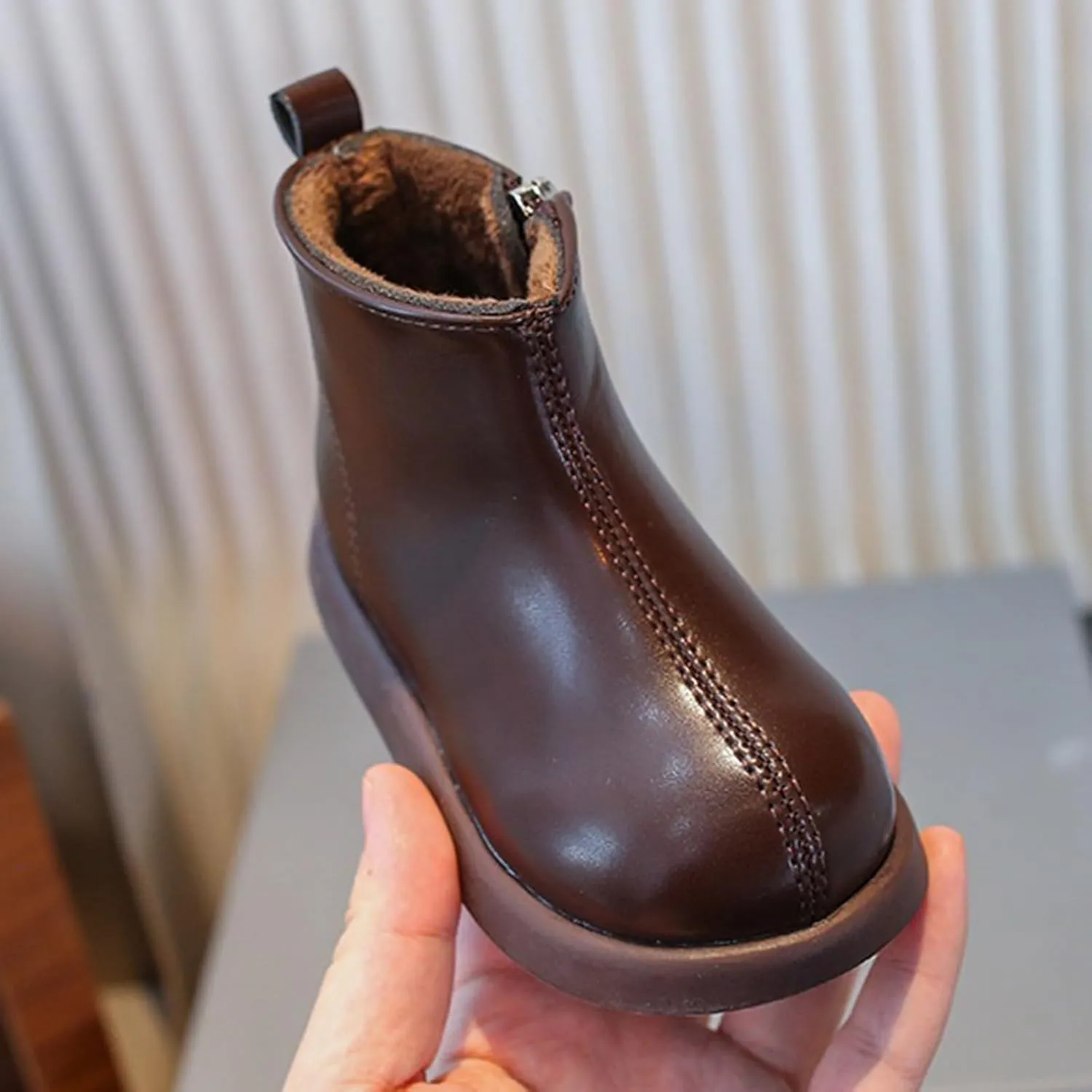 Infant Boots Girls Boys Spring Autumn Winter Baby Shoes Round Toe Ankle Boots Fashion Side Zipper Leather Comfort Shoes