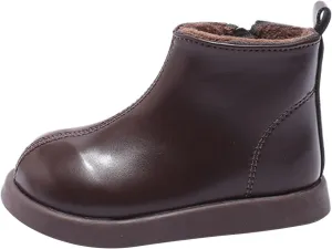 Infant Boots Girls Boys Spring Autumn Winter Baby Shoes Round Toe Ankle Boots Fashion Side Zipper Leather Comfort Shoes