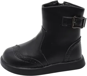Infant Boots Girls Spring Autumn Winter Children's British Style Two Cotton Ankle Boots Girls Leather Comfort Shoes