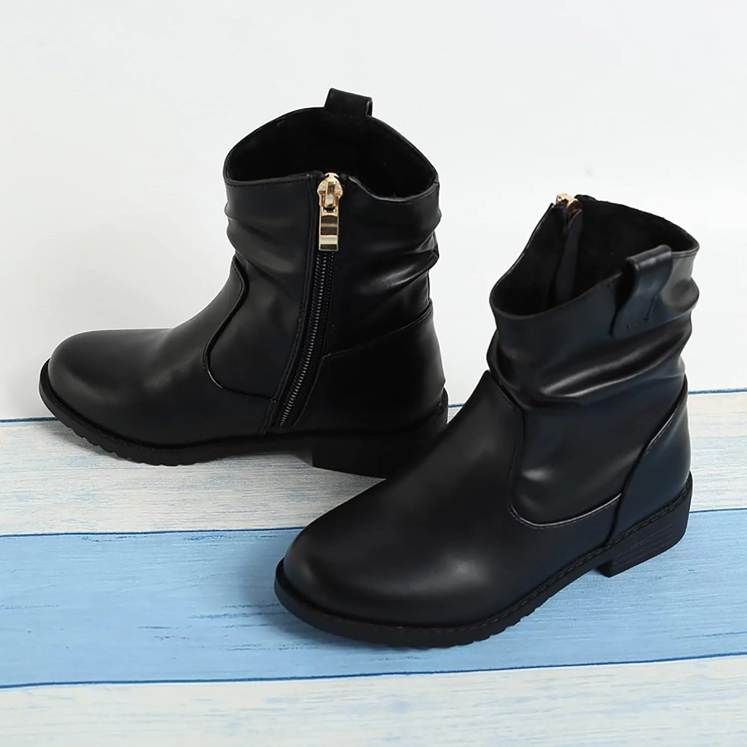 Infant Boots Girls Zip Side Boots Western Boots Kids Ankle Boots Girls Low Heel Riding Booties Leather Comfort Shoes