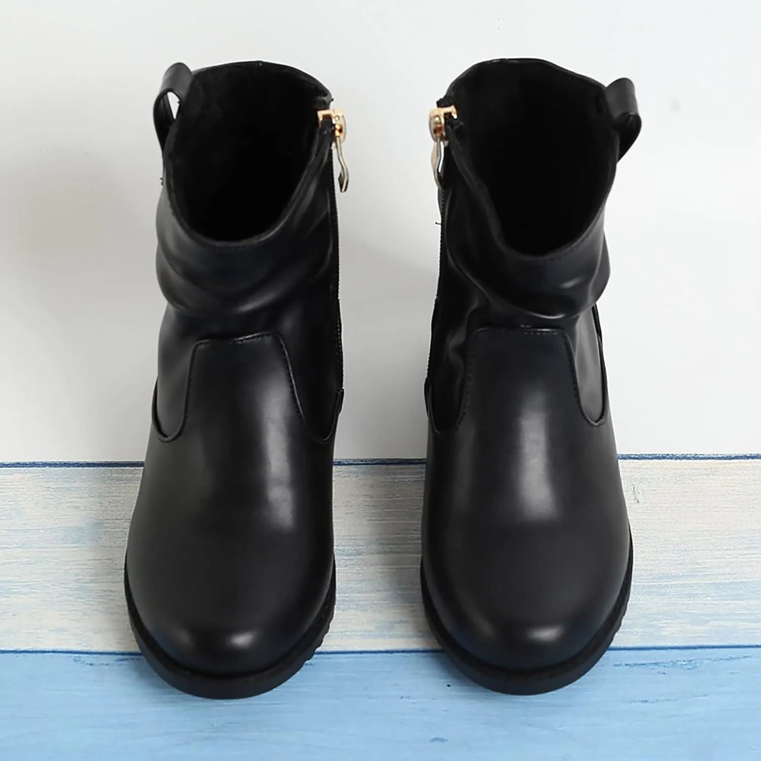 Infant Boots Girls Zip Side Boots Western Boots Kids Ankle Boots Girls Low Heel Riding Booties Leather Comfort Shoes