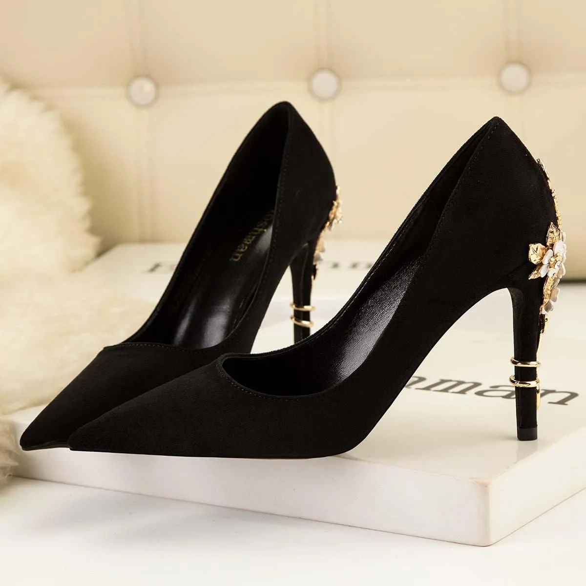 JOEupin High Heels Womens Pointed Toe Heels Satin Pumps Stiletto Bridal Party Dress Evening Wedding Shoes for Woman