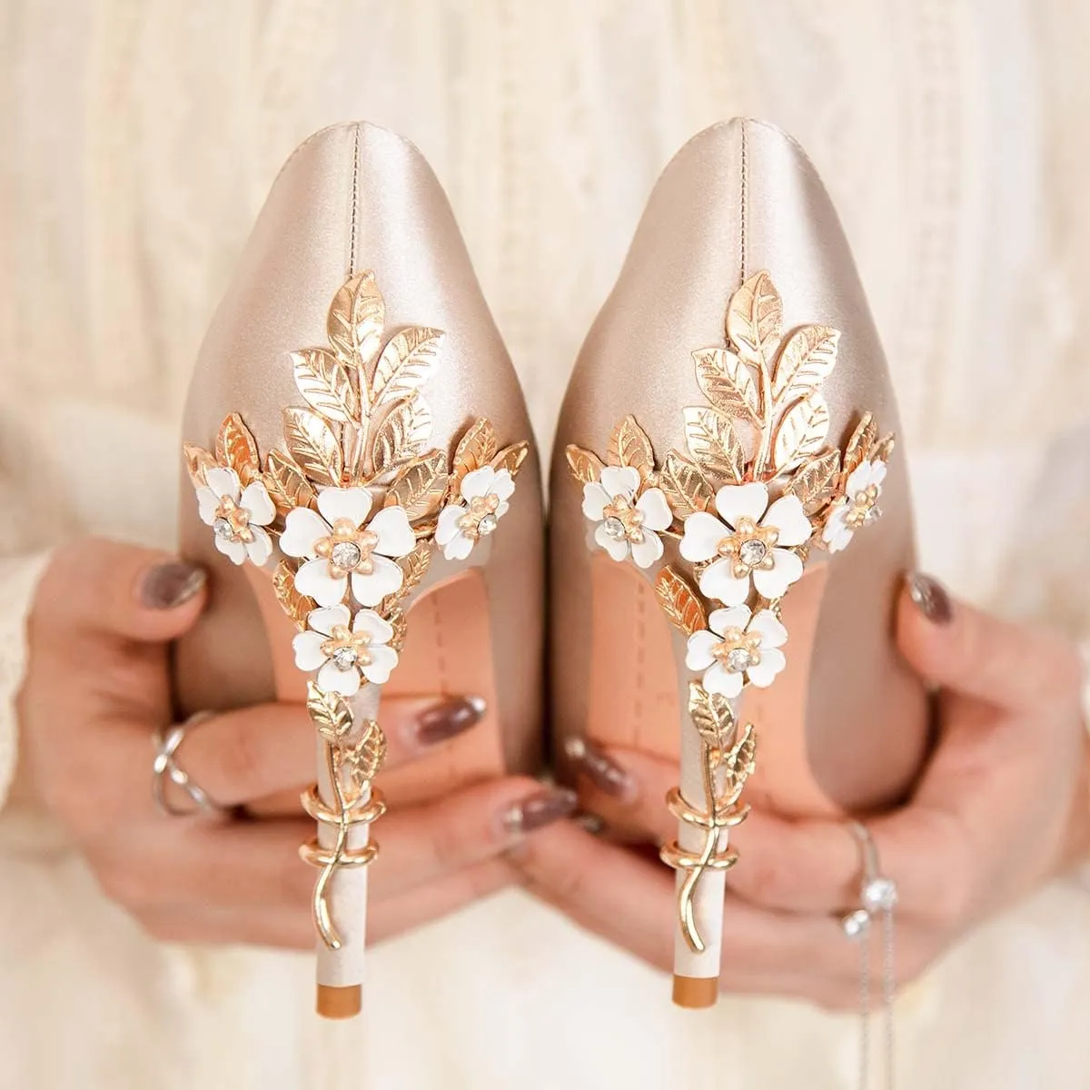 JOEupin High Heels Womens Pointed Toe Heels Satin Pumps Stiletto Bridal Party Dress Evening Wedding Shoes for Woman
