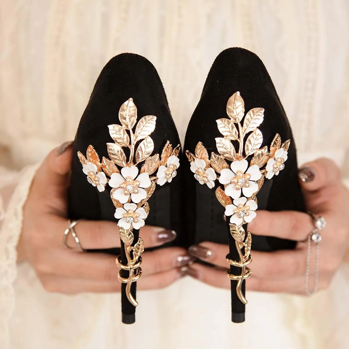 JOEupin High Heels Womens Pointed Toe Heels Satin Pumps Stiletto Bridal Party Dress Evening Wedding Shoes for Woman