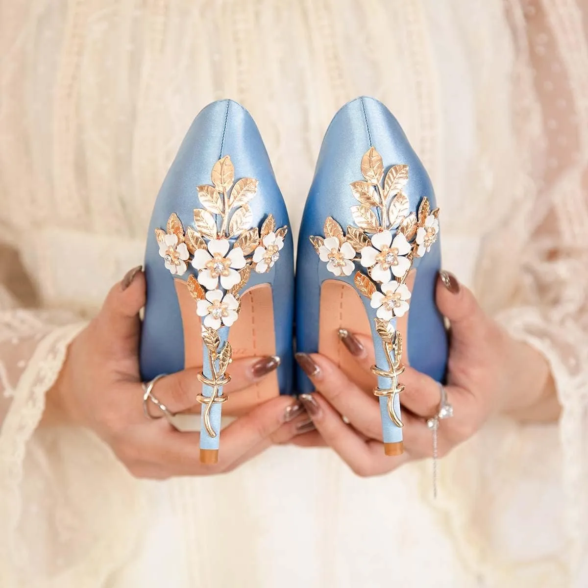 JOEupin High Heels Womens Pointed Toe Heels Satin Pumps Stiletto Bridal Party Dress Evening Wedding Shoes for Woman