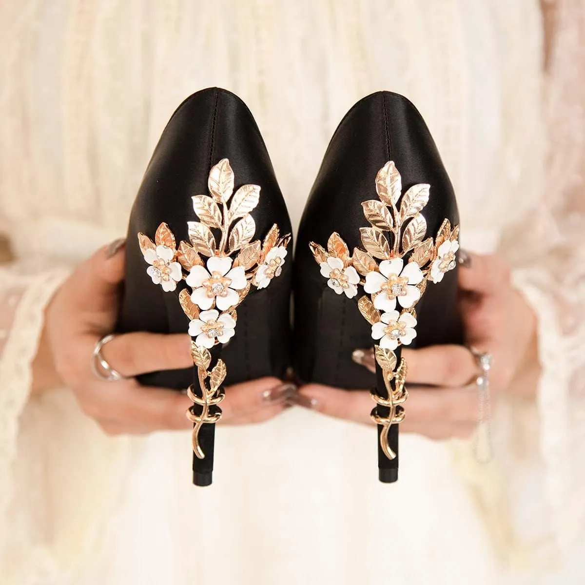 JOEupin High Heels Womens Pointed Toe Heels Satin Pumps Stiletto Bridal Party Dress Evening Wedding Shoes for Woman