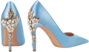 JOEupin High Heels Womens Pointed Toe Heels Satin Pumps Stiletto Bridal Party Dress Evening Wedding Shoes for Woman