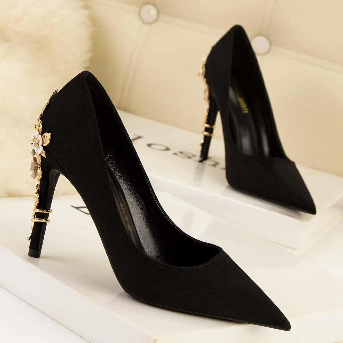 JOEupin High Heels Womens Pointed Toe Heels Satin Pumps Stiletto Bridal Party Dress Evening Wedding Shoes for Woman