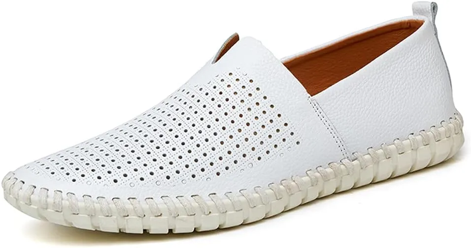 JOYVIP Mens Soft Leather Loafers Driving Moccasins Handmade Slip-On Shoes