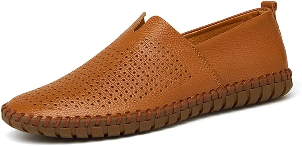 JOYVIP Mens Soft Leather Loafers Driving Moccasins Handmade Slip-On Shoes
