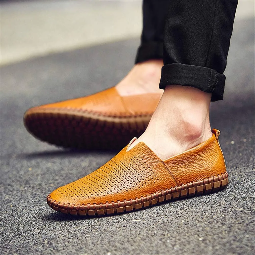 JOYVIP Mens Soft Leather Loafers Driving Moccasins Handmade Slip-On Shoes