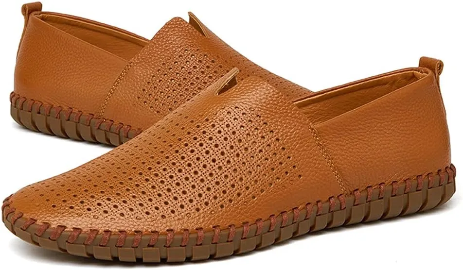JOYVIP Mens Soft Leather Loafers Driving Moccasins Handmade Slip-On Shoes