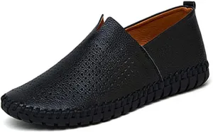 JOYVIP Mens Soft Leather Loafers Driving Moccasins Handmade Slip-On Shoes
