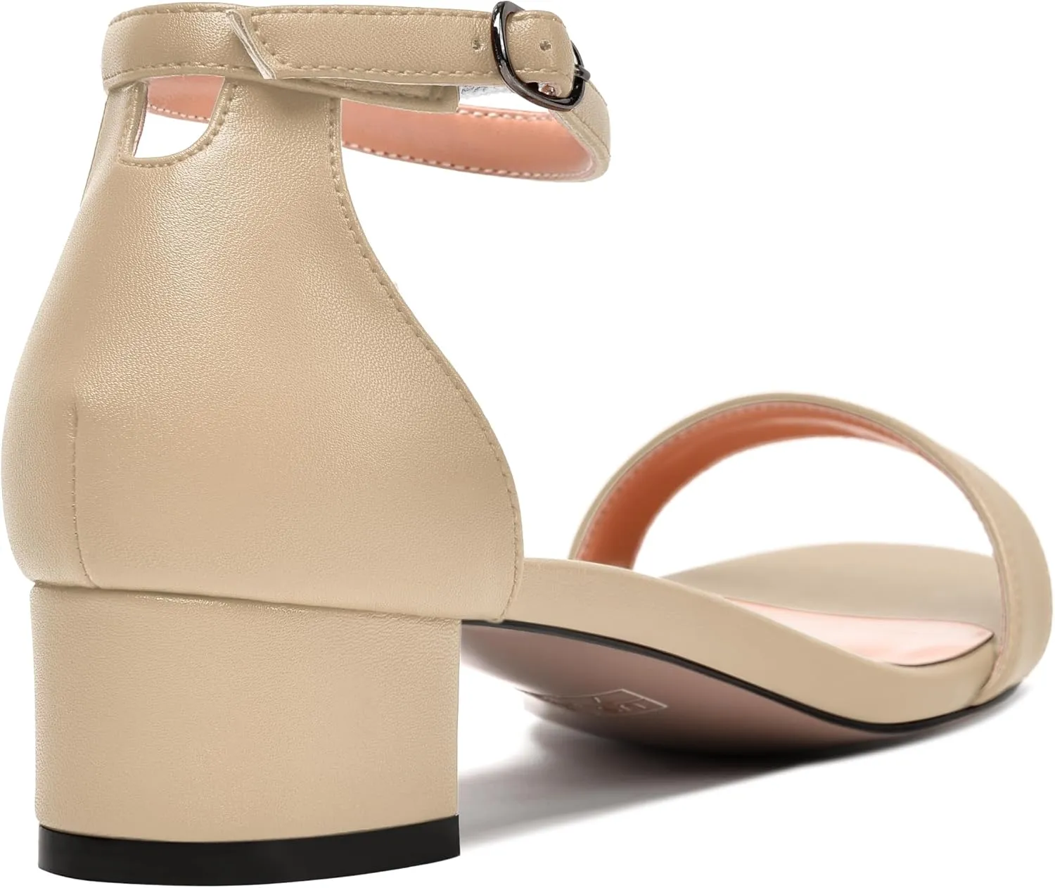 JUSTDANNI Womens Bridal Matte Dress Buckle Ankle Strap Round Toe One Strap Chunky Low Heel Heeled Sandals 1.5 Inch