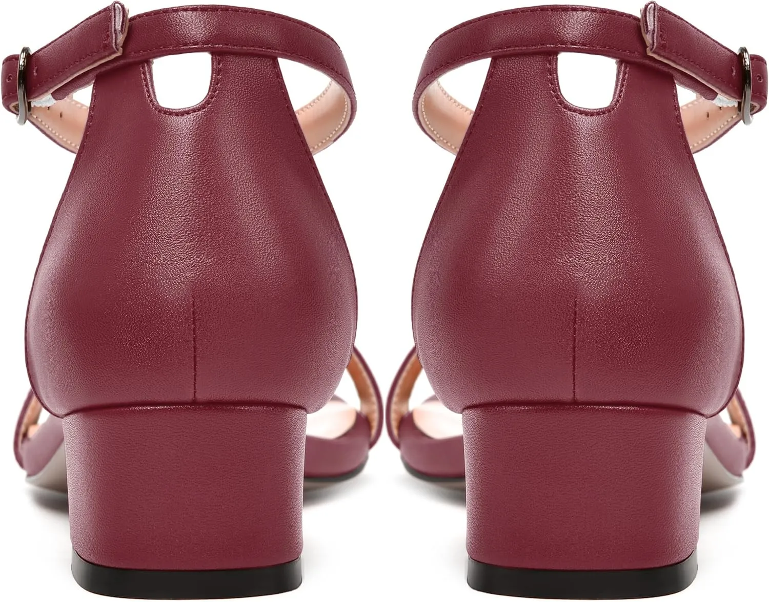JUSTDANNI Womens Bridal Matte Dress Buckle Ankle Strap Round Toe One Strap Chunky Low Heel Heeled Sandals 1.5 Inch