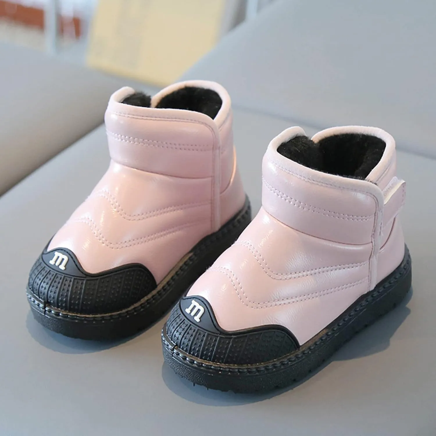Kids Ankle Boots Baby Shoes Toddler Boots Fashion Soft Bottom Toddler Shoes Plus Velvet Thick Non Slip Walking Boot