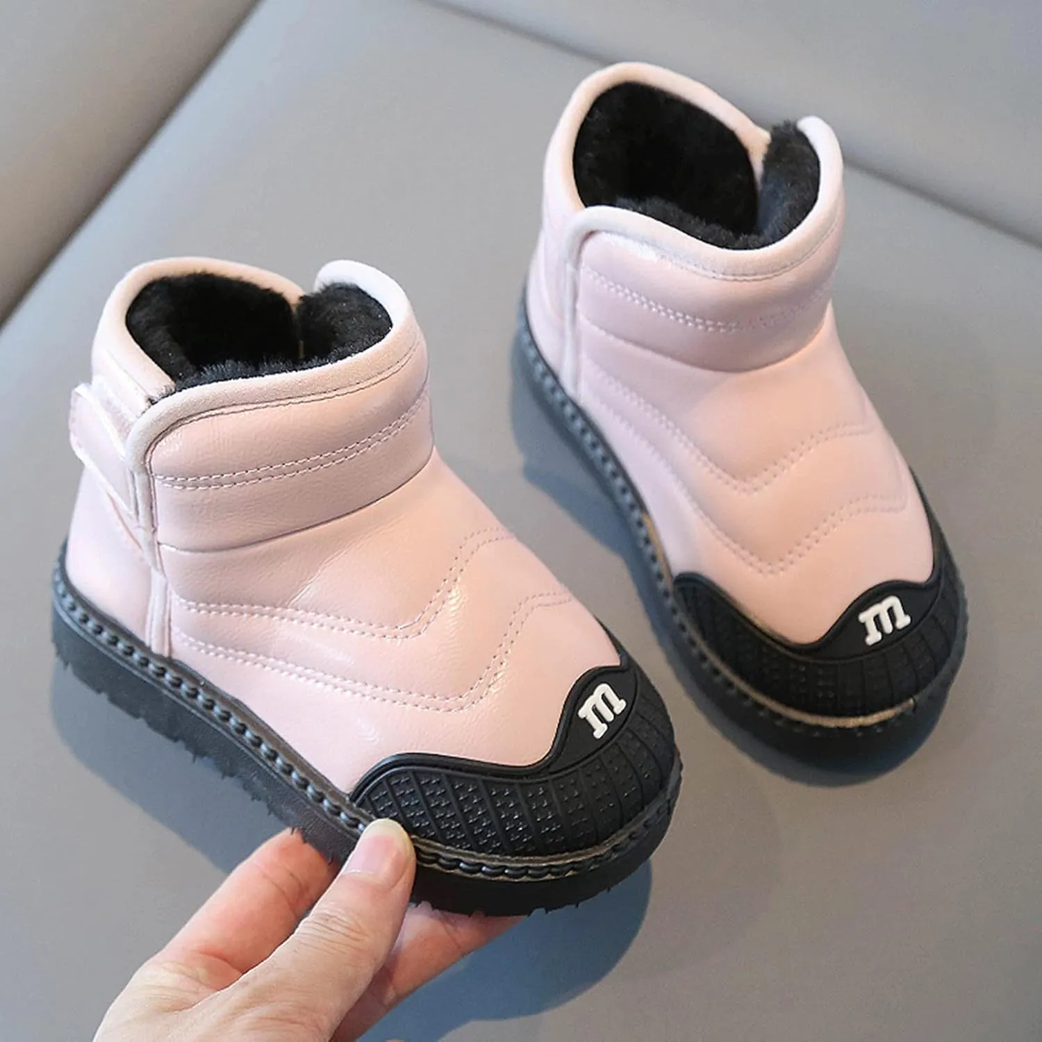 Kids Ankle Boots Baby Shoes Toddler Boots Fashion Soft Bottom Toddler Shoes Plus Velvet Thick Non Slip Walking Boot