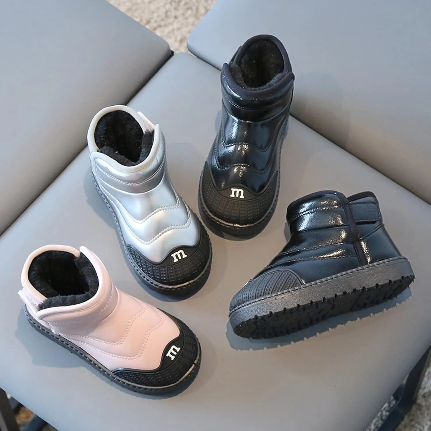 Kids Ankle Boots Baby Shoes Toddler Boots Fashion Soft Bottom Toddler Shoes Plus Velvet Thick Non Slip Walking Boot