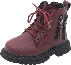 Kids Ankle Boots Boys Girls PU Leather Warm Hiking Snow Boots Girls Ankle Boots Size 2 3 4 5 6 7 8