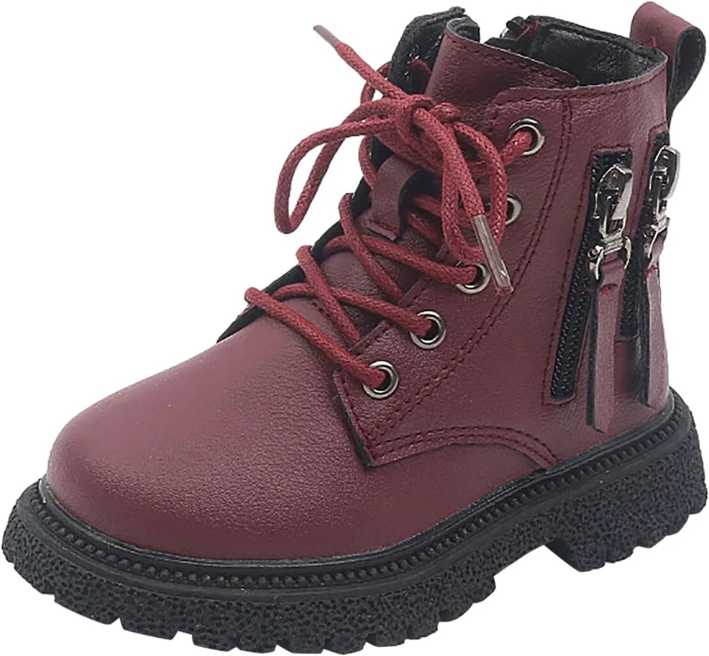 Kids Ankle Boots Boys Girls PU Leather Warm Hiking Snow Boots Girls Ankle Boots Size 2 3 4 5 6 7 8