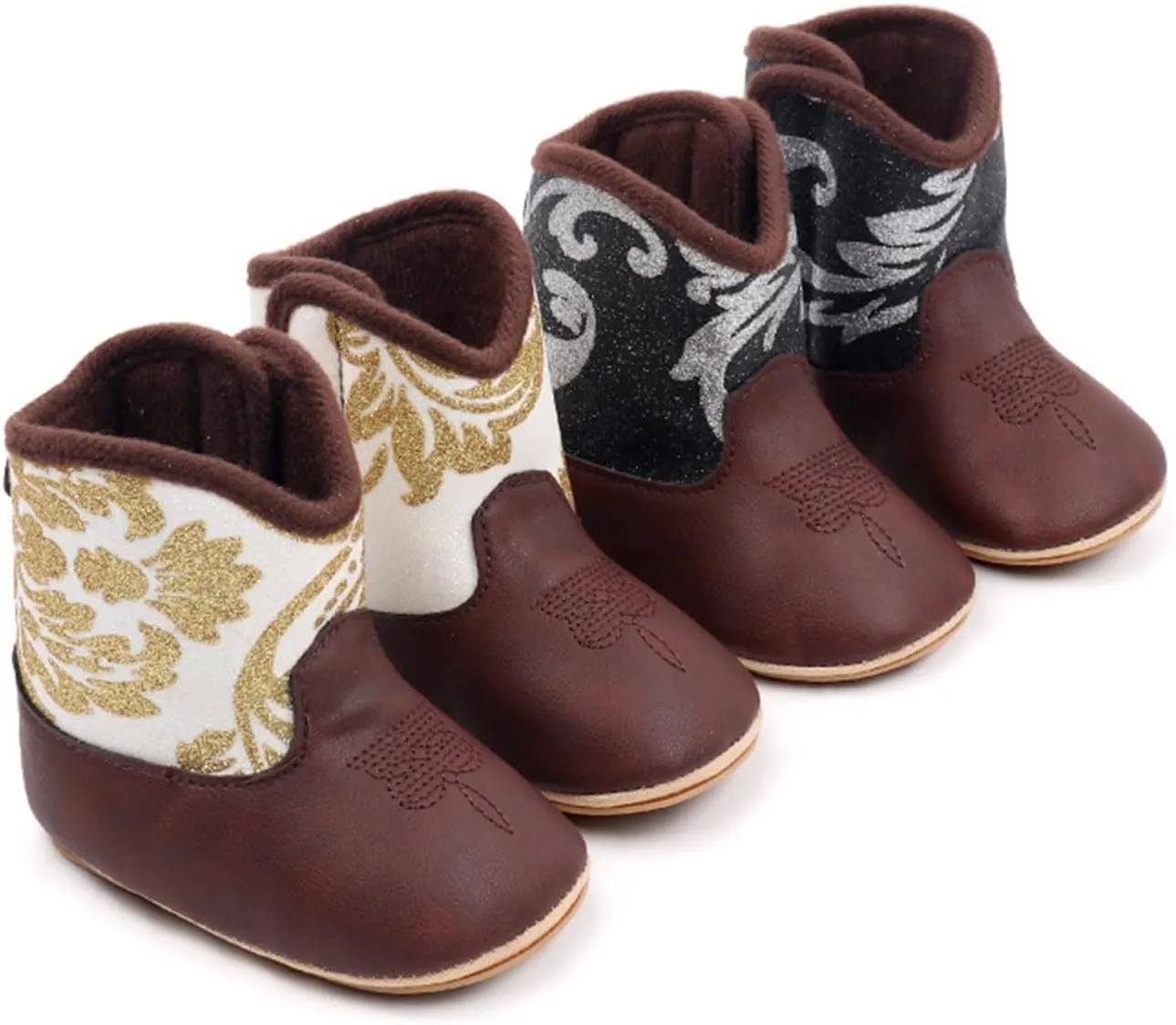 Kids Ankle Boots Leather Western Boots Cowboy Bootie Soft Sole Non Slip Shoes For Baby Infant Toddler Walking Boot