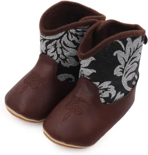 Kids Ankle Boots Leather Western Boots Cowboy Bootie Soft Sole Non Slip Shoes For Baby Infant Toddler Walking Boot