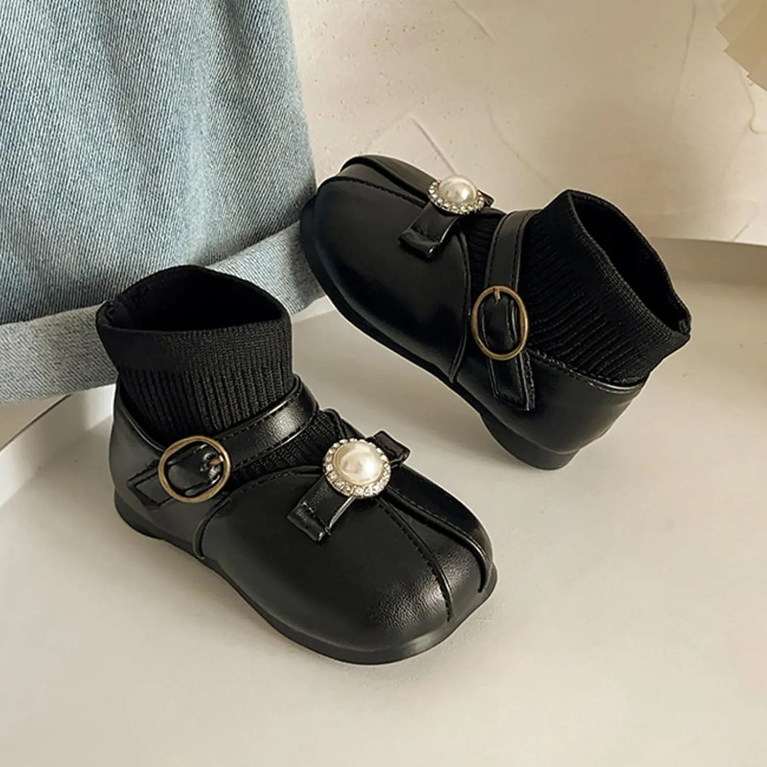Kids Girls Ankle Bootie Girls Spring Autumn Winter Short Boots Little Girl Flying Woven Princess Classic Hiking Boots