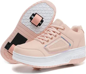 Kids Roller Skate Shoes with Wheels Roller Sneakers for Boys Girls Kids Deformation Wheeled Shoes ﻿