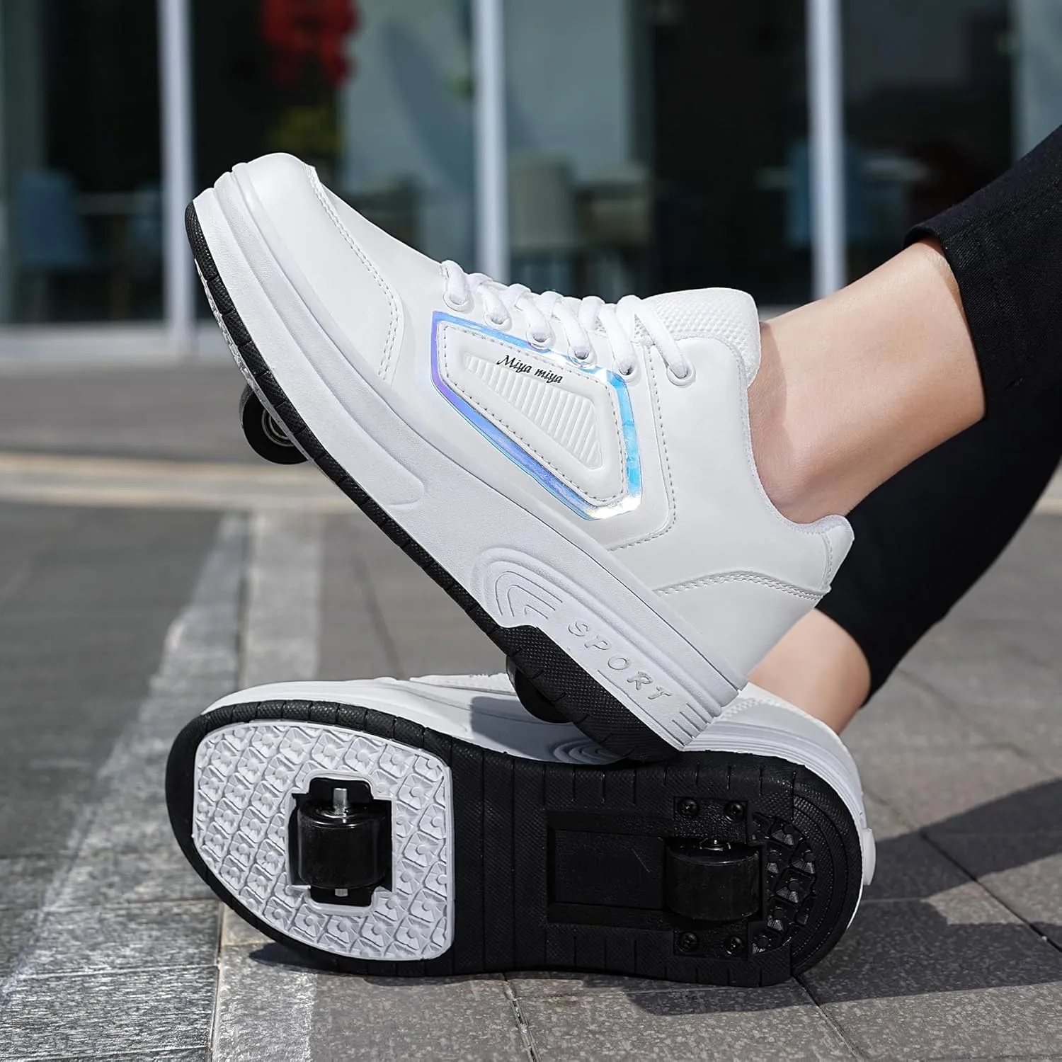 Kids Roller Skate Shoes with Wheels Roller Sneakers for Boys Girls Kids Deformation Wheeled Shoes ﻿