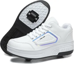Kids Roller Skate Shoes with Wheels Roller Sneakers for Boys Girls Kids Deformation Wheeled Shoes ﻿