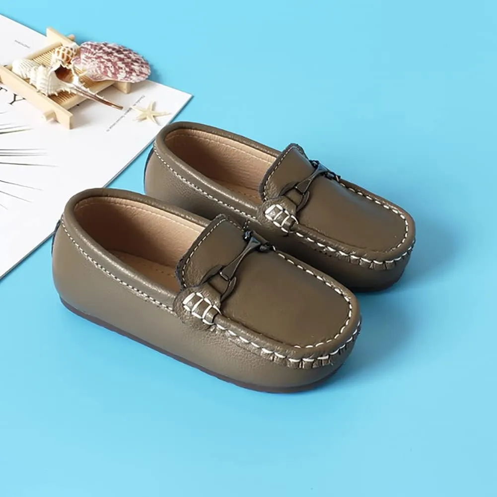 Kids Slip On Boys Dress Shoes PU Leather Loafers for Toddler Boys Girls