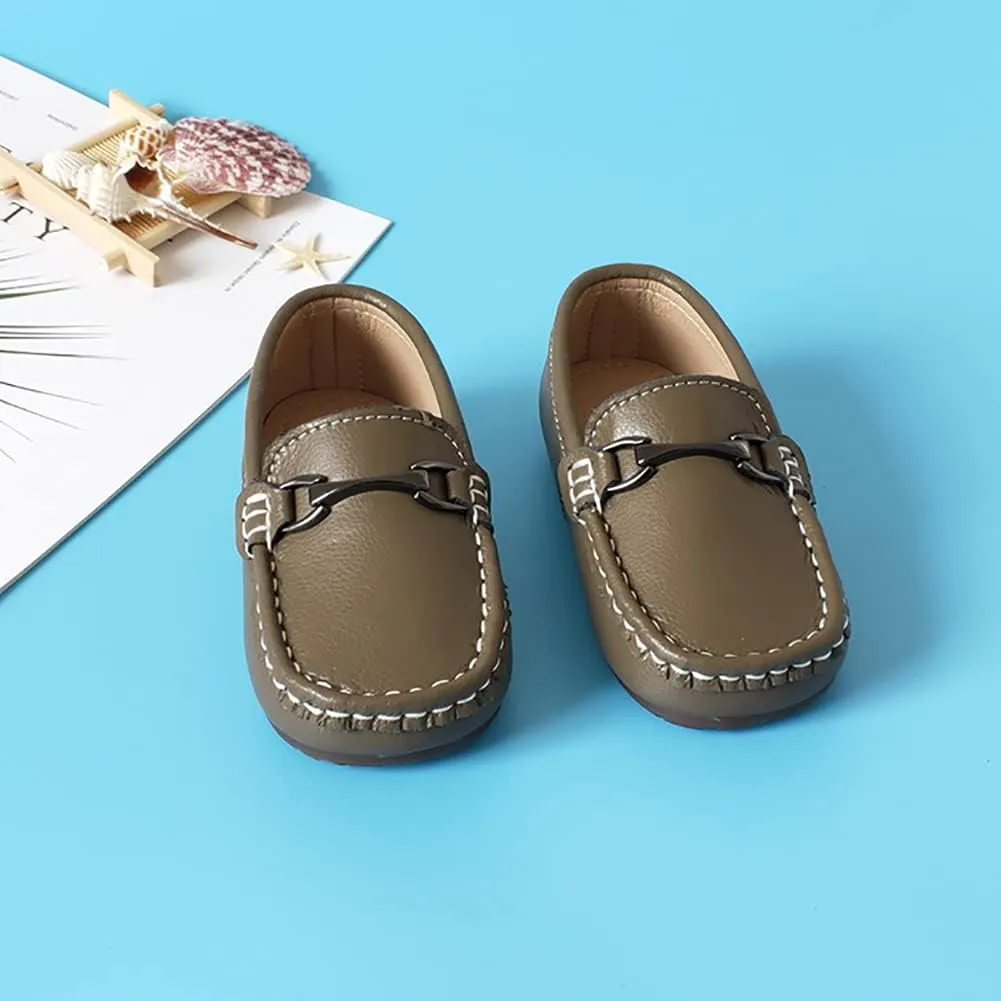 Kids Slip On Boys Dress Shoes PU Leather Loafers for Toddler Boys Girls