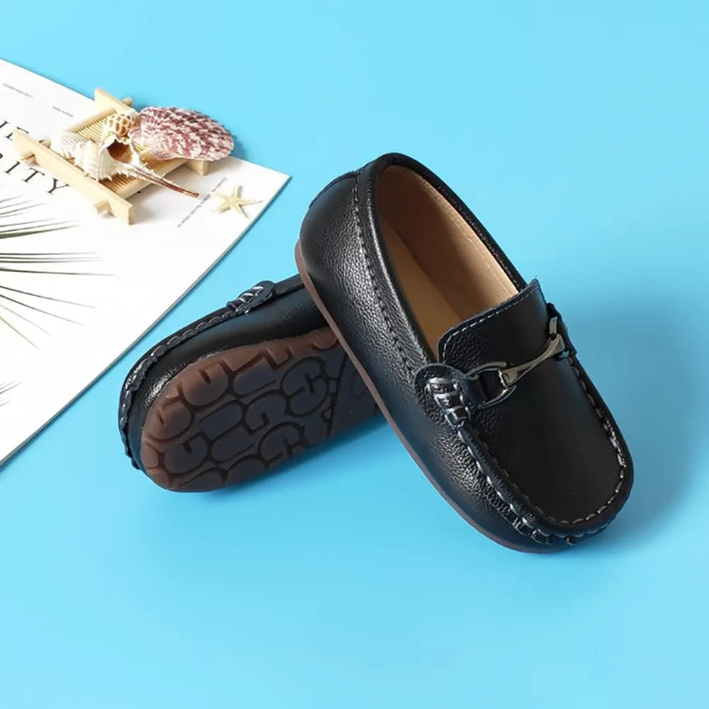Kids Slip On Boys Dress Shoes PU Leather Loafers for Toddler Boys Girls