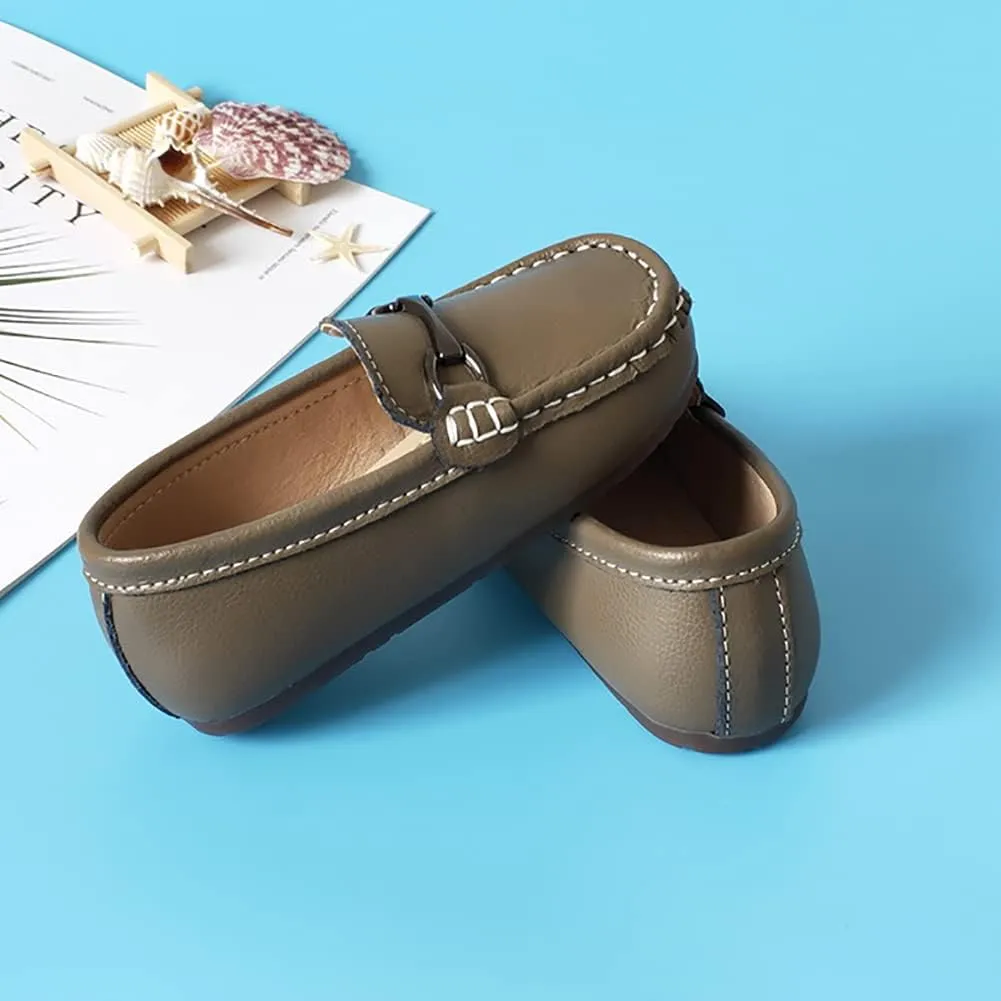 Kids Slip On Boys Dress Shoes PU Leather Loafers for Toddler Boys Girls