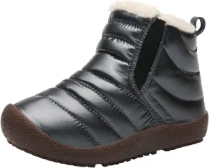 Kids Snow Boots for Boys Girls Cozy Fleece Snow Boots Kids Ankle Booties Non-Slip Zip Snow Boots for Indoor Outdoor